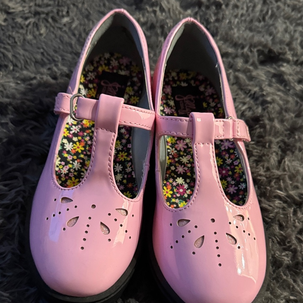 Pink Kids Shoes with Floral Insole